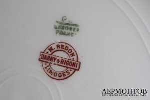 Тарелка с портретом девушки. Фарфор, деколь, прорисовка. Франция, Лимож, начало ХХ в.