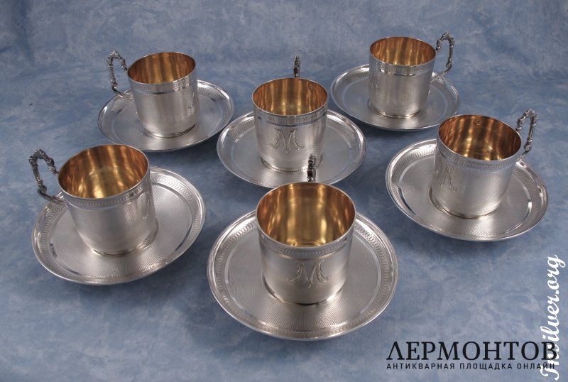 Кофейный набор на 6 персон. Серебро 950. Франция