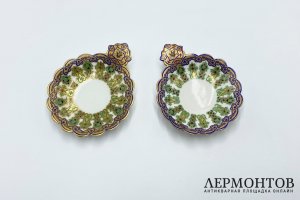 Розетки из Константиновского сервиза. Россия, ИФЗ, Николай I, 19 в. Фарфор, роспись.