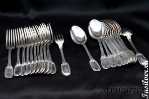 Десертный набор на 12 персон Tallois. Серебро 950. Франция