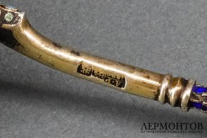 Ложка для варенья с византийским узором. Серебро 84, Эмаль. Россия. 1886-1894