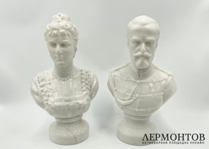 Император Николай II и Императрица Александра Федоровна. Молочное стекло.