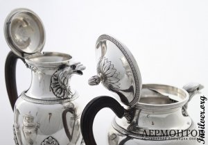 Чайно-кофейный сервиз для двоих. Limousin et Souche. Серебро 950. Франция
