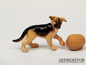 Статуэтка «Щенок немецкой овчарки». Фарфор, Lorenz Hutschenreuther, Германия, 1985 го