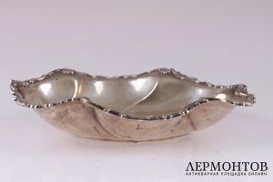 Блюдо круглое рокайль. Серебро 800. Италия