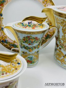 Чайный сервиз на 6 персон «Le Jardin des Papillons», форма Ikarus. Фарфор, золочение, Rosenthal, Versace
