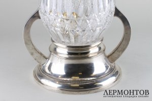 Крюшонница в классическом стиле. Серебро 800 пробы, хрусталь. Германия, XIX в.