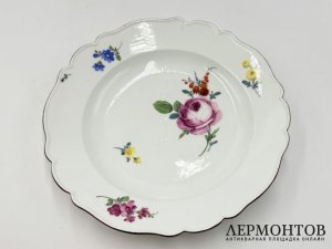 Тарелки с цветочной росписью. Германия, Meissen, 18 век. Фарфор, роспись.