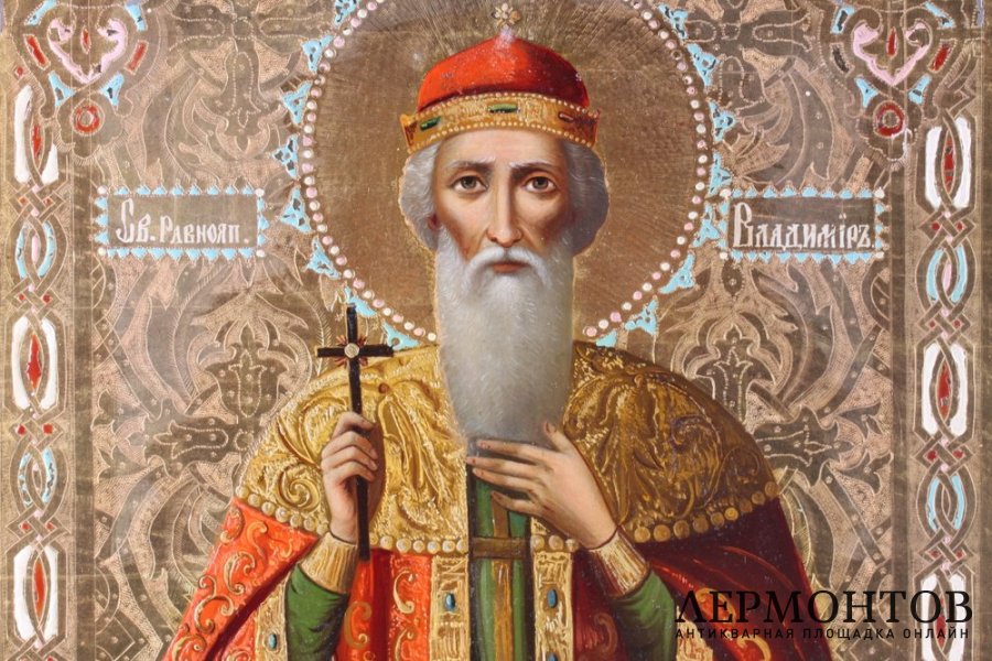 Икона Князь Владимир. Россия, кон.19 в.  Дерево, левкас, темпера.