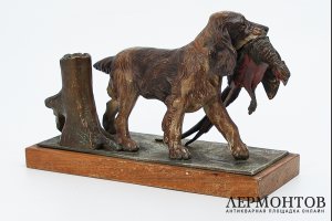 Статуэтка Охотничья собака с дичью. Франция, автор Charles Paillet, 1 треть 20 в.