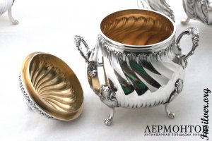 Чайно-кофейный сервиз Lapar. Серебро 950. Франция