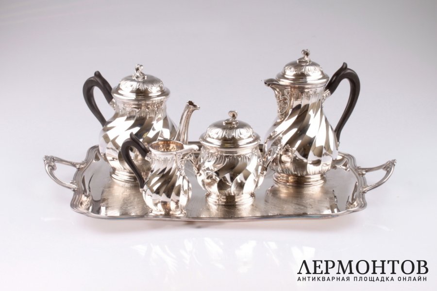 Чайно-кофейный сервиз рококо. Серебро 950. Франция
