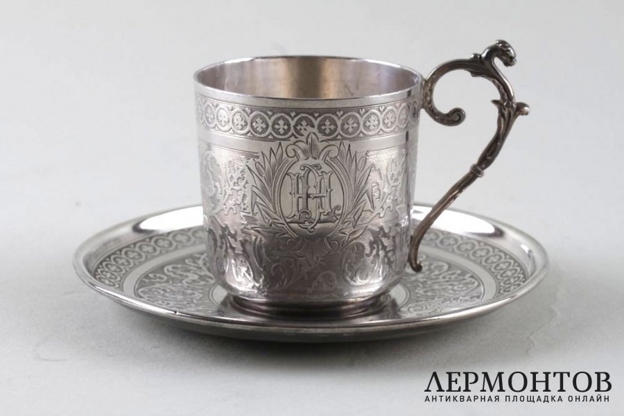 Кофейная пара в стиле ампир. Paillard Freres. Серебро 950 пробы. Франция
