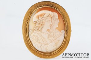 Камея Художники. Российская Империя, 1908-1917 гг. Золото 56 пробы, раковина, кость.