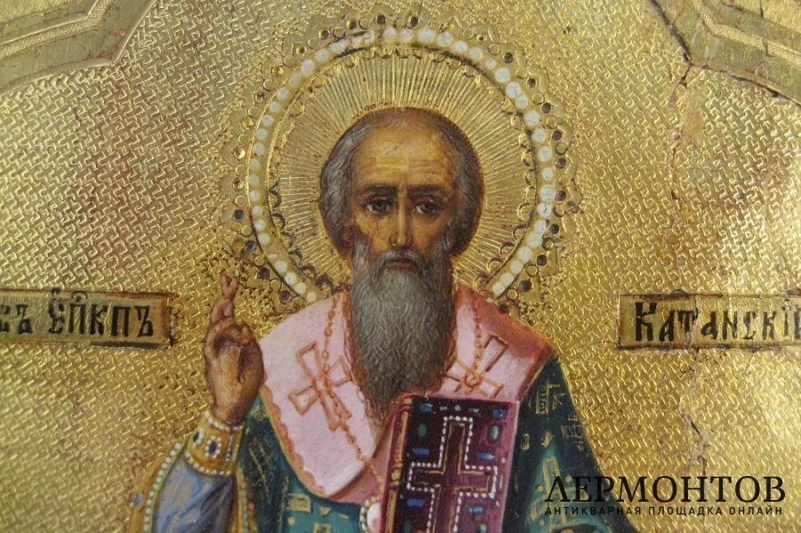 Икона.  Св. Епископ Лев Катанский. Дерево. Российская Империя, XIХ век.