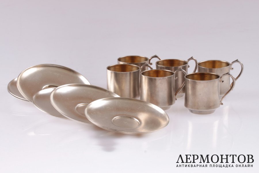 Кофейный набор на 6 персон. Серебро 800. Европа
