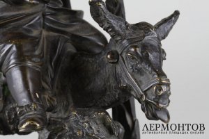 Скульптура Пьяница верхом на осле. Бронза, литье, патинирование. Европа, XIX в.