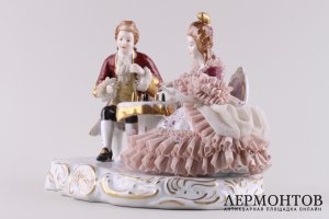 Статуэтка Игра в шахматы. Германия, середина 20 века. Фарфор, роспись.