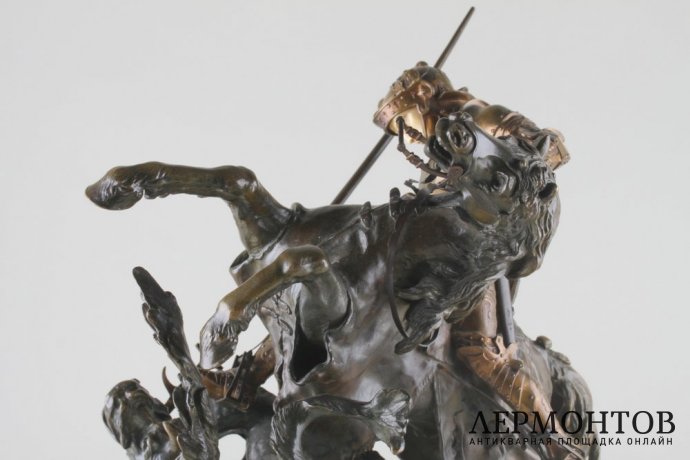 Скульптура Георгий Победоносец. Франция, 19 век. Бронза, кость.