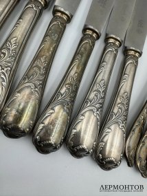 Набор столовых приборов на 12 персон. Металл, серебрение, Christofle, 1935–1950-е