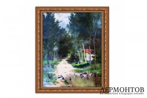 Картина Пейзаж с утками. C. Courto. Франция
