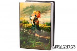 Лаковая шкатулка Дети, бегущие от грозы. СССР, Федоскино, художник Усков, 1970 г.