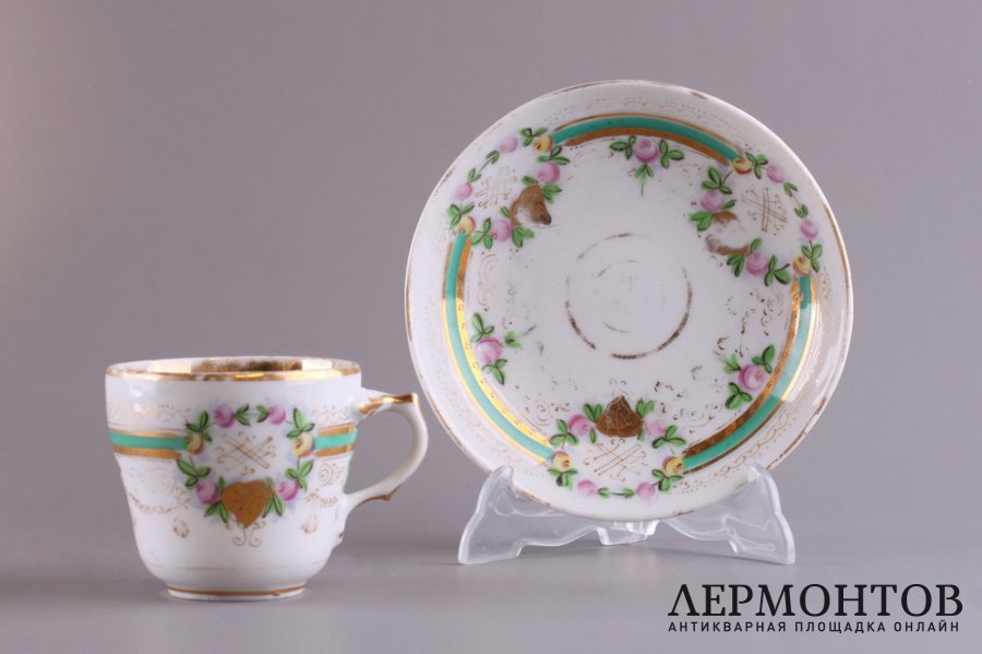 Чайная пара. Фарфор. Завод М. Куриного, до 1917 г.