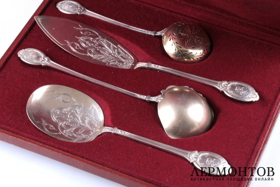 Сервировочный десертный набор  P. Tallois. Серебро 950 пробы. Франция