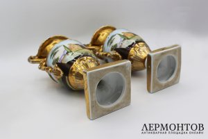 Парные вазы с галантными сценами и пейзажами. Франция, конец 19 в.