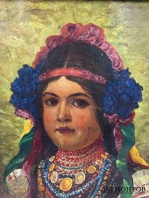 Портрет русской красавицы. Холст, масло, Россия, начало 20 века