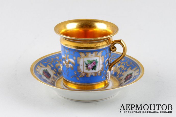 Чайная пара из великокняжеского сервиза Александра II. Фарфор, роспись. ИФЗ, XIX в.