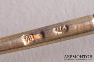Ложка чайная. Серебро 84, эмаль золочение. 11 артель. Россия, до 1917 г.