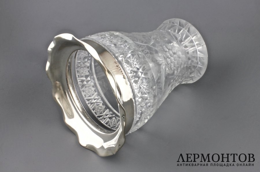 Ваза для цветов. Хрусталь, серебро 800 пробы. Австрия, Вена, 1930-е гг.