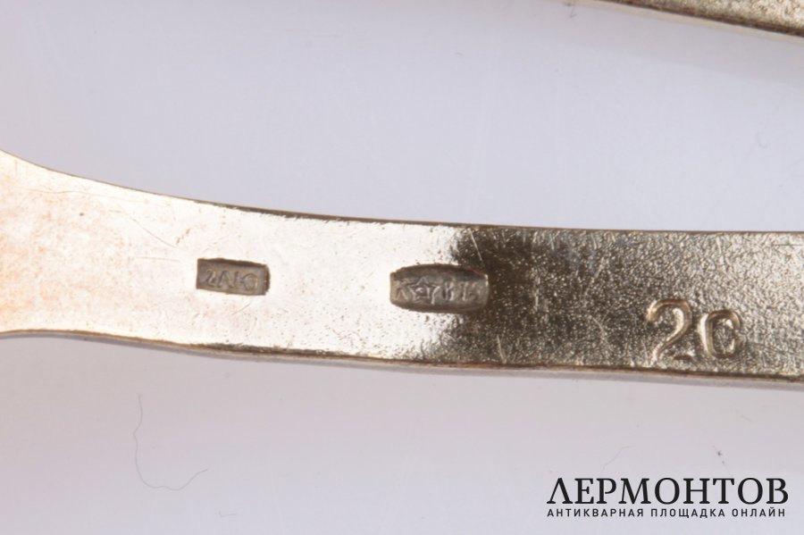 Набор чайных ложек. Серебро 875. СССР