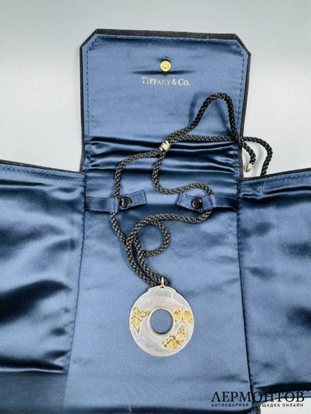 Кулон «Бабочки» на шёлковом шнуре. Золото 750, серебро 925, Tiffany & Co., США