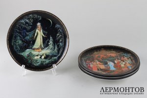 Декоративная тарелка с сюжетом из Русской сказки. Снегурочка. Жар-Птица. Холуй, ЛФЗ.
