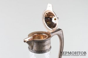 Графин для морса или воды в ст. неоклассика. Фирма Братьев Грачевых. Серебро 84 пробы