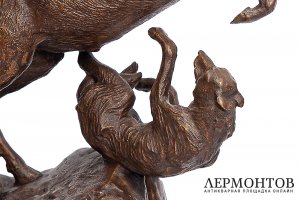 Скульптура Атака волков на оленя. Бронза. СССР, з-д Монументскульптура. 1958 г.
