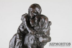 Скульптура Сенбернар. Бронза.Франция, конец 19 века. Скульптор A.E.Gaudez.