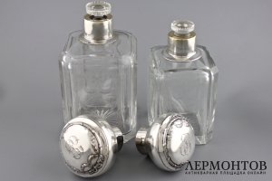 Туалетный дамский гарнитур. Серебро 950 пробы, стекло, V. Boivin, Франция, 19–20 вв.