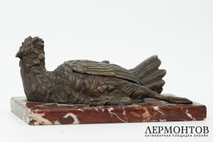 Чернильница и пресс-папье Куропатка и птенец. Австрия, Вена, 19 в. Бронза, литье.