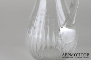 Кувшин с растительным узором. Серебро 950, стекло. Франция,1897-1912 годы.
