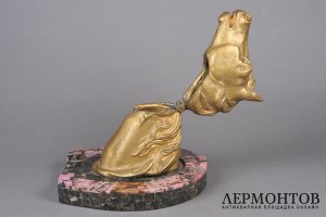 Чернильница в форме подковы с головой лошади. Западная Европа, нач. 20 в. Бронза.