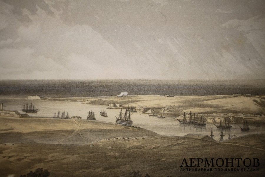 Литография. Севастополь с английских позиций. Крымская война. Симпсон. Лондон, 1855г