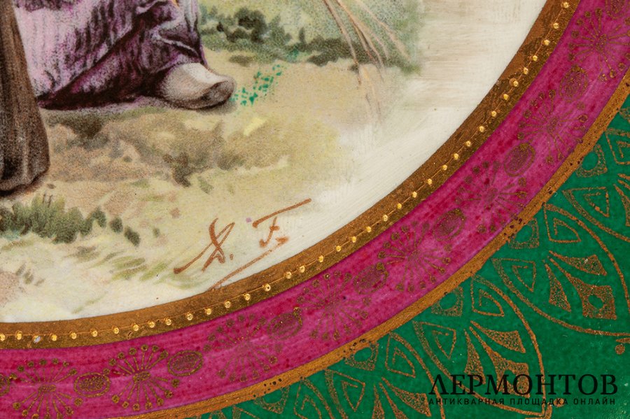 Настенное блюдо Жницы. Российская Империя, Товарищество Кузнецова, 1889-1917 г.