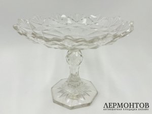 Ваза для фруктов. Россия, сер. 19 века. Хрусталь, резьба.