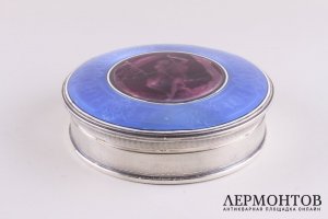 Шкатулка с эмалью гильоше. Серебро 950 пробы. Франция.