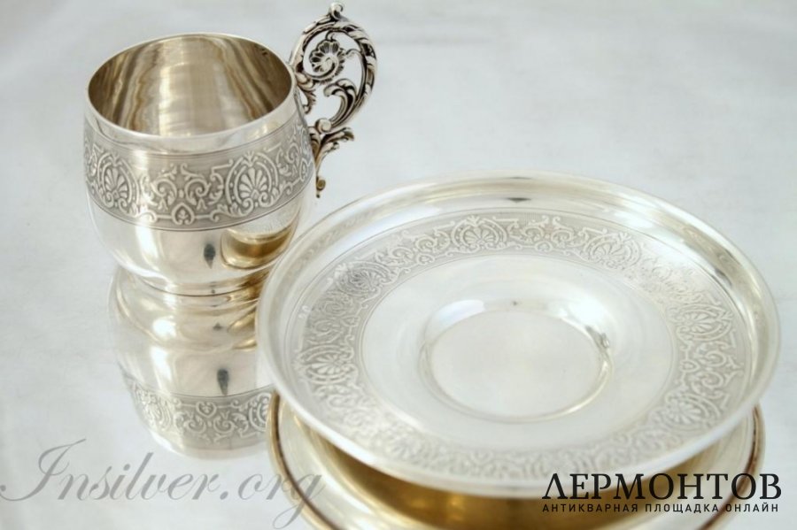 Кофейная пара Puiforcat. Серебро 950. Франция