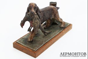 Статуэтка Охотничья собака с дичью. Франция, автор Charles Paillet, 1 треть 20 в.