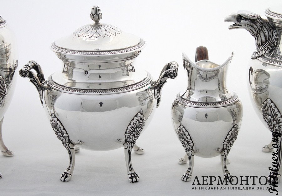 Чайно-кофейный сервиз для двоих. Limousin et Souche. Серебро 950. Франция